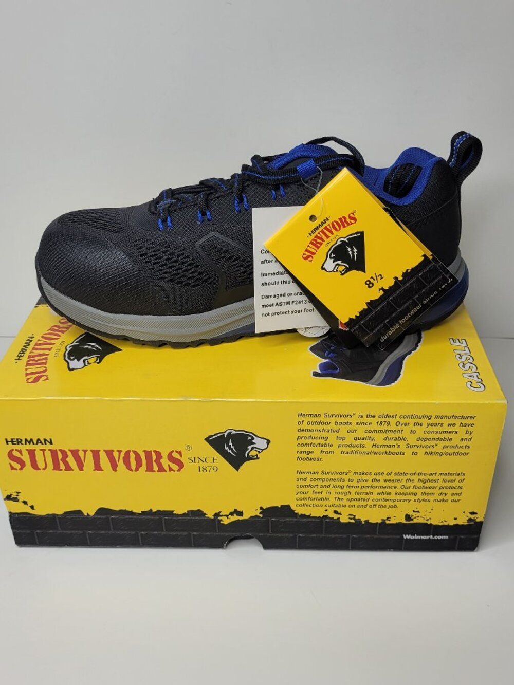 Herman Survivors Cassle black blue tennis shoe style slip resistant shoes 8.5